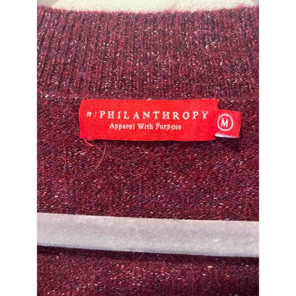 n:Philanthropy Womens Oversized Alpaca Wool V Neck Sweater Wine Size‎ Medium - Picture 4 of 9